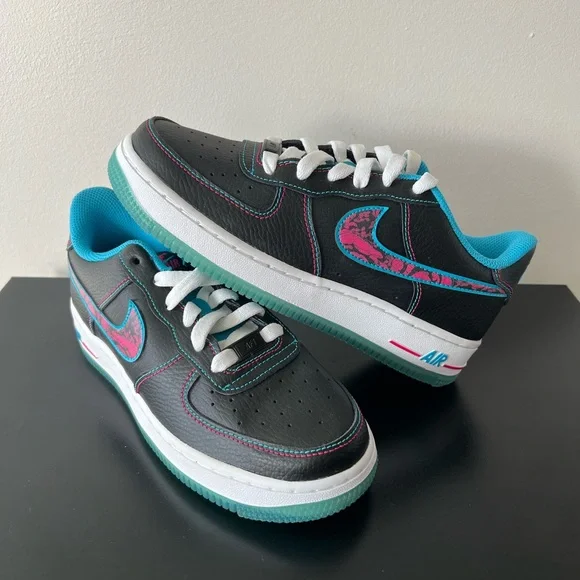 Nike Air Force 1 LV8 “Miami Nights” (GS) | Black Teal Pink | 4.5Y - Picture 1 of 12